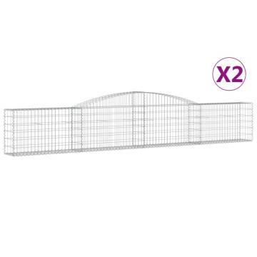 Arched Gabion Baskets - 2 pcs Galvanised Iron Garden Barriers