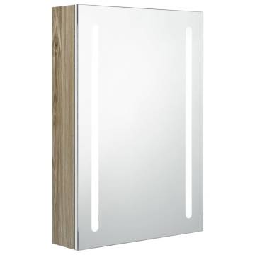 LED Bathroom Mirror Cabinet - White & Oak 50x13x70 cm