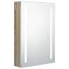 LED Bathroom Mirror Cabinet - White & Oak 50x13x70 cm