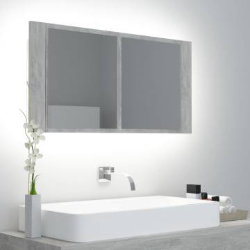 LED Bathroom Mirror Cabinet - Concrete Grey 90x12x45 cm