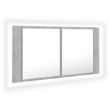 LED Bathroom Mirror Cabinet - Concrete Grey 90x12x45 cm