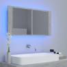 LED Bathroom Mirror Cabinet - Concrete Grey 90x12x45 cm