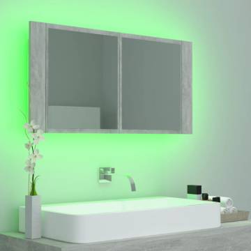 LED Bathroom Mirror Cabinet - Concrete Grey 90x12x45 cm