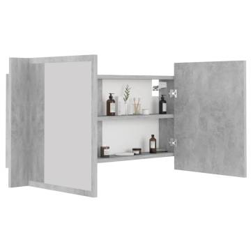 LED Bathroom Mirror Cabinet - Concrete Grey 90x12x45 cm