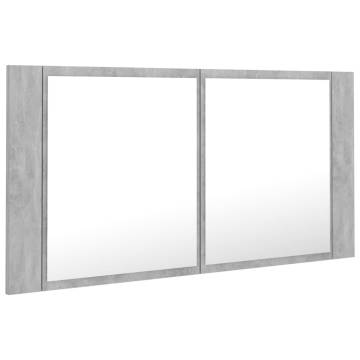 LED Bathroom Mirror Cabinet - Concrete Grey 90x12x45 cm