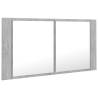 LED Bathroom Mirror Cabinet - Concrete Grey 90x12x45 cm