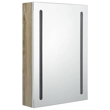 LED Bathroom Mirror Cabinet - White & Oak 50x13x70 cm