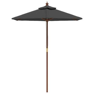 Garden Parasol with Wooden Pole - Anthracite 196x231 cm