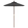 Garden Parasol with Wooden Pole - Anthracite 196x231 cm