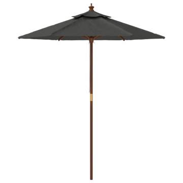 Garden Parasol with Wooden Pole - Anthracite 196x231 cm