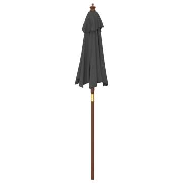 Garden Parasol with Wooden Pole - Anthracite 196x231 cm