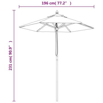 Garden Parasol with Wooden Pole - Anthracite 196x231 cm