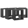 Wall Cube Shelves Set - 6 pcs High Gloss Grey | HipoMarket UK