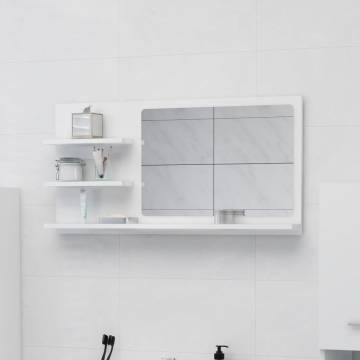 High Gloss White Bathroom Mirror - Stylish & Functional