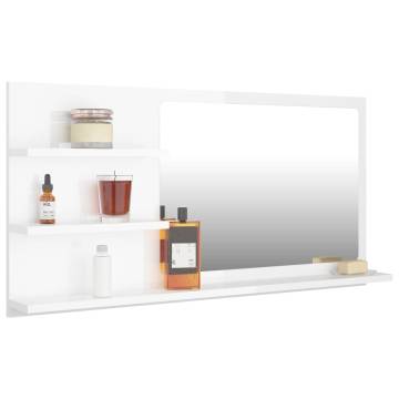 High Gloss White Bathroom Mirror - Stylish & Functional