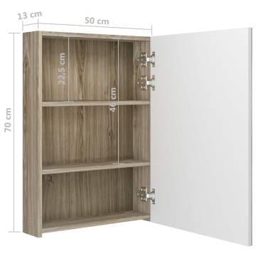 LED Bathroom Mirror Cabinet - White & Oak 50x13x70 cm