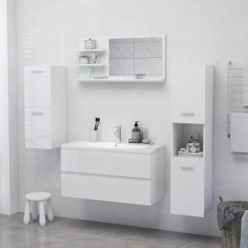 High Gloss White Bathroom Mirror - Stylish & Functional