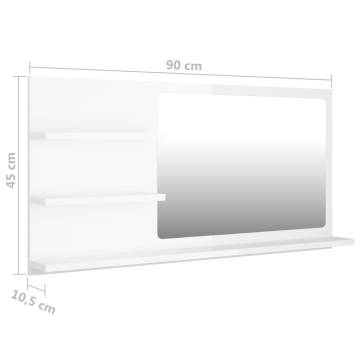 High Gloss White Bathroom Mirror - Stylish & Functional