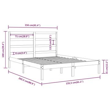 Black Solid Wood Bed Frame 150x200 cm King Size - HipoMarket