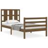 Honey Brown Bed Frame with Headboard 90x200 cm - Solid Wood