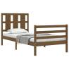 Honey Brown Bed Frame with Headboard 90x200 cm - Solid Wood