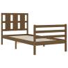 Honey Brown Bed Frame with Headboard 90x200 cm - Solid Wood