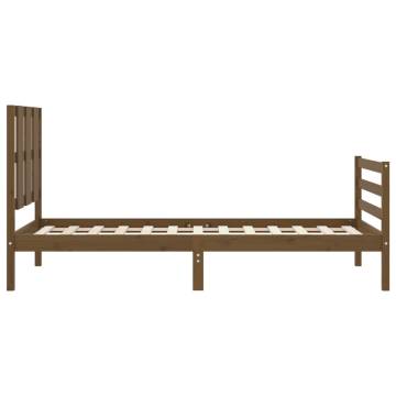 Honey Brown Bed Frame with Headboard 90x200 cm - Solid Wood