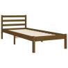 Honey Brown Bed Frame with Headboard 90x200 cm - Solid Wood