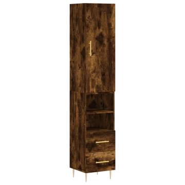 Elegant Smoked Oak Highboard - 34.5x34x180 cm | Hipomarket