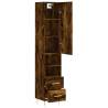 Elegant Smoked Oak Highboard - 34.5x34x180 cm | Hipomarket