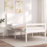 White Single Bed Frame with Headboard - Solid Wood | Hipo Market