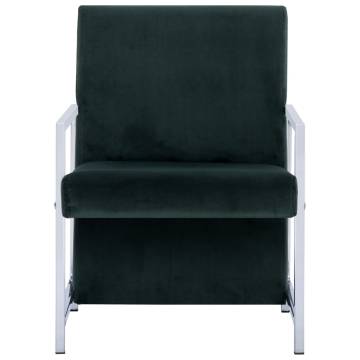 Dark Green Velvet Armchair with Chrome Feet | Hipomarket