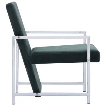 Dark Green Velvet Armchair with Chrome Feet | Hipomarket