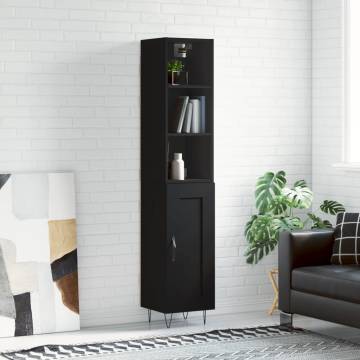 Stylish Highboard Black 34.5x34x180 cm - Engineered Wood