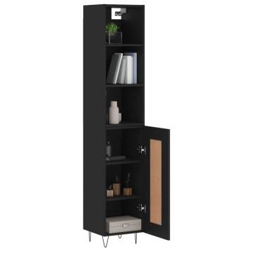 Stylish Highboard Black 34.5x34x180 cm - Engineered Wood