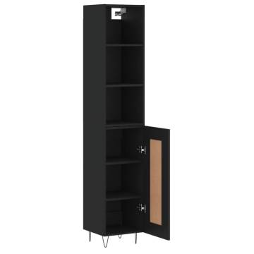 Stylish Highboard Black 34.5x34x180 cm - Engineered Wood