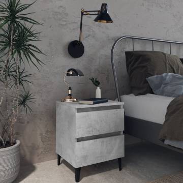 Chic Concrete Grey Bed Cabinet - Industrial Style Nightstand