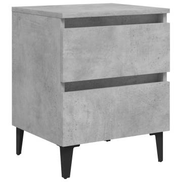 Chic Concrete Grey Bed Cabinet - Industrial Style Nightstand