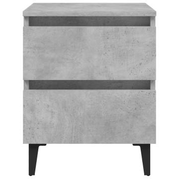 Chic Concrete Grey Bed Cabinet - Industrial Style Nightstand