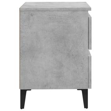 Chic Concrete Grey Bed Cabinet - Industrial Style Nightstand