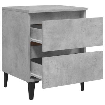 Chic Concrete Grey Bed Cabinet - Industrial Style Nightstand