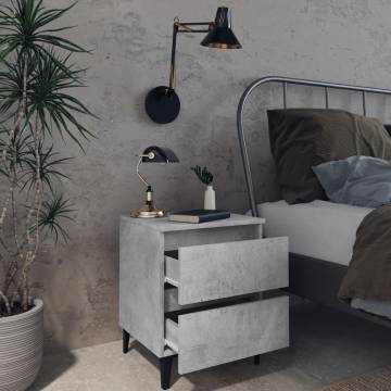 Chic Concrete Grey Bed Cabinet - Industrial Style Nightstand