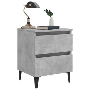 Chic Concrete Grey Bed Cabinet - Industrial Style Nightstand