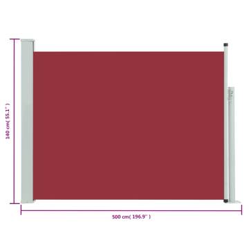 Patio Retractable Side Awning 140x500 cm - Red Privacy Solution