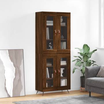 Stylish Highboard in Brown Oak - 69.5x34x180 cm