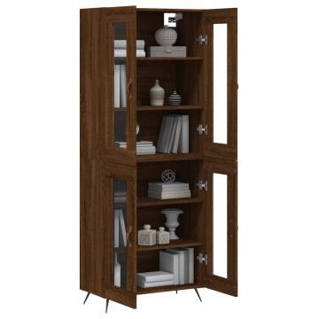 Stylish Highboard in Brown Oak - 69.5x34x180 cm