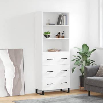 Stylish Highboard White 69.5x34x180 cm | Durable Storage Solution