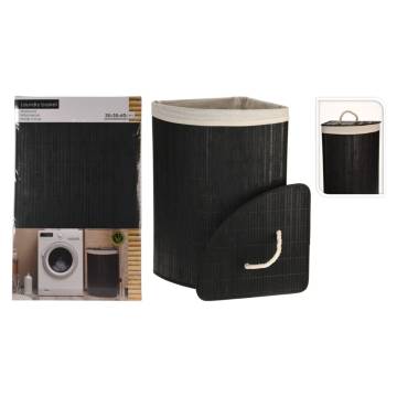 Corner Laundry Basket - Bathroom Solutions - Bamboo Black