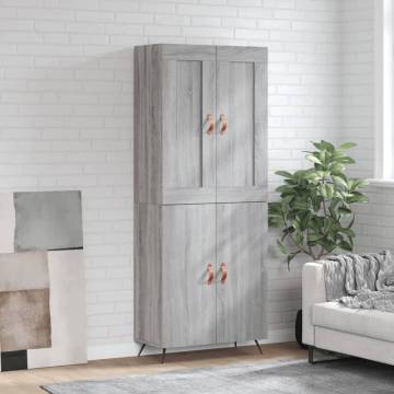 Stylish Highboard Grey Sonoma | Engineered Wood Storage Solution