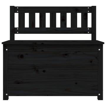 Stylish Black Solid Pine Bench - 80x41x77 cm